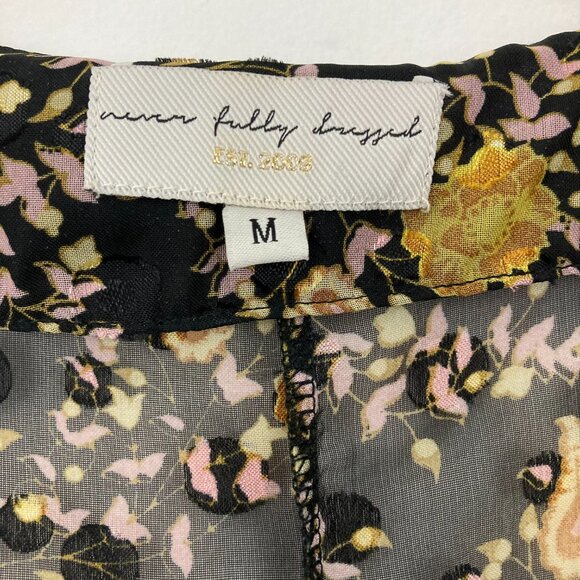 NWT Never Fully Dressed Sheer Floral Midi Tunic Shirt Dress Size M Button Front - Picture 8 of 10